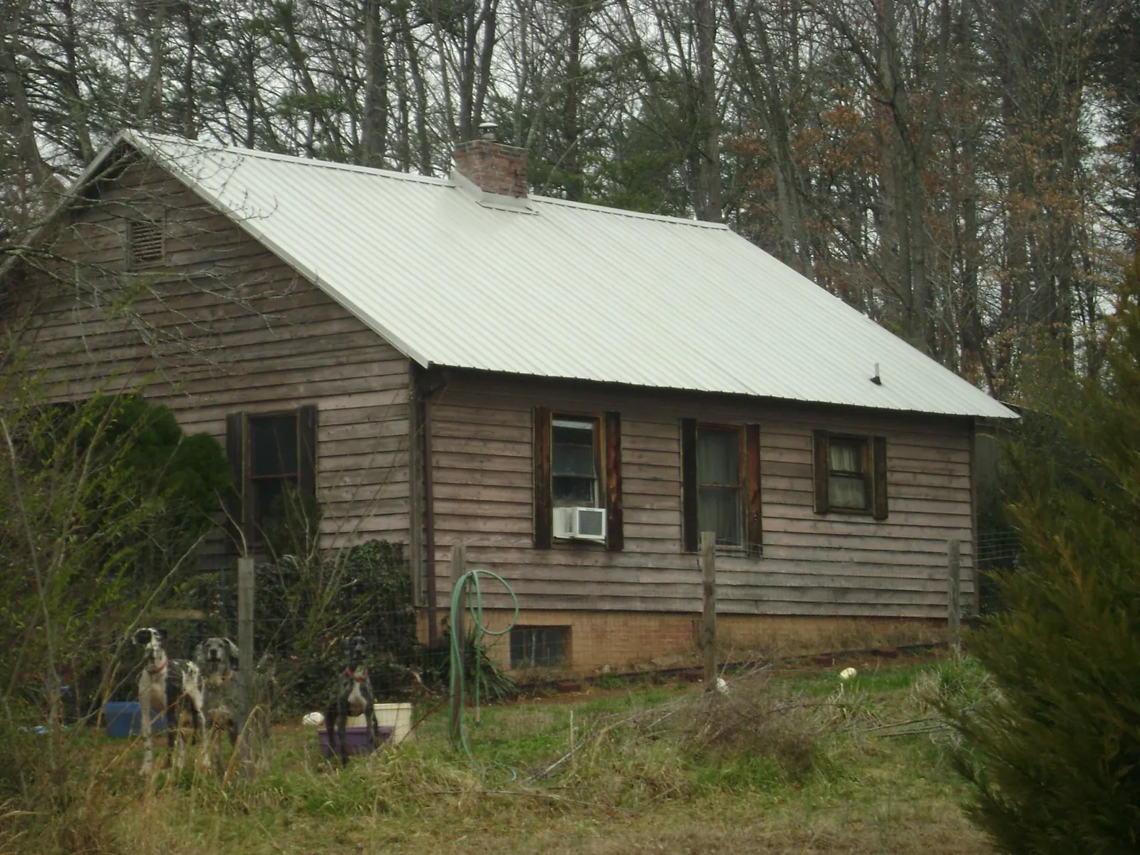White metal roof on an old wood sided farmhouse, from a Asphalt Shingle Roof Repair job in Aliceville